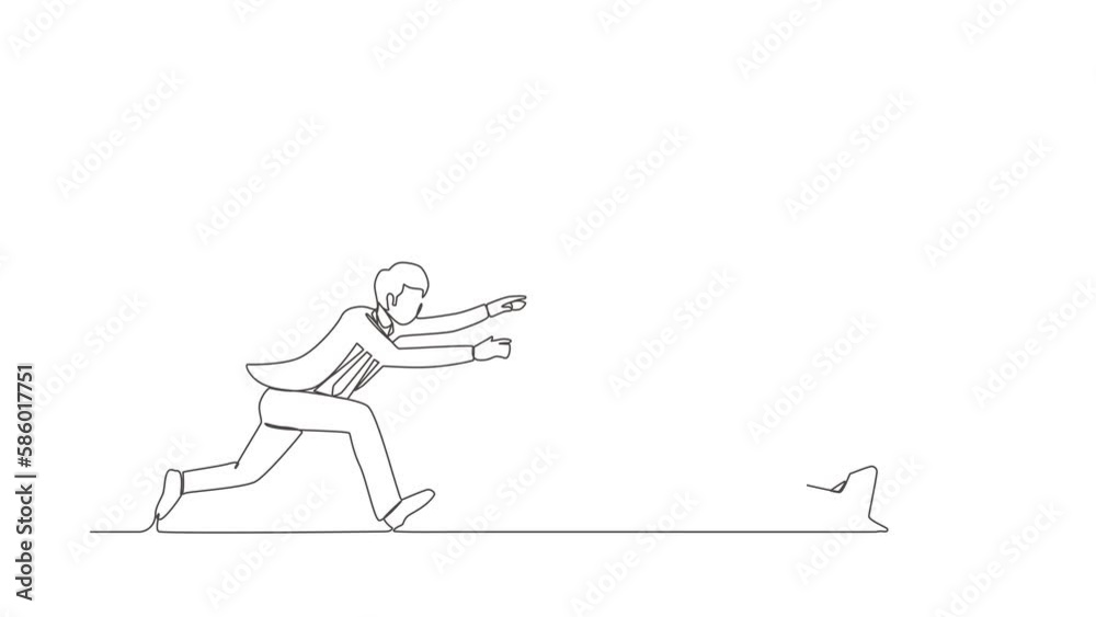 Self drawing animation of single line draw businessman or manager running and chasing after run away money. Concept of money obsession, impatient, greedy. Continuous line draw. Full length animated Self drawing animation of single line draw businessman or manager running and chasing after run away money. Concept of money obsession, impatient, greedy. Continuous line draw. Full length animated