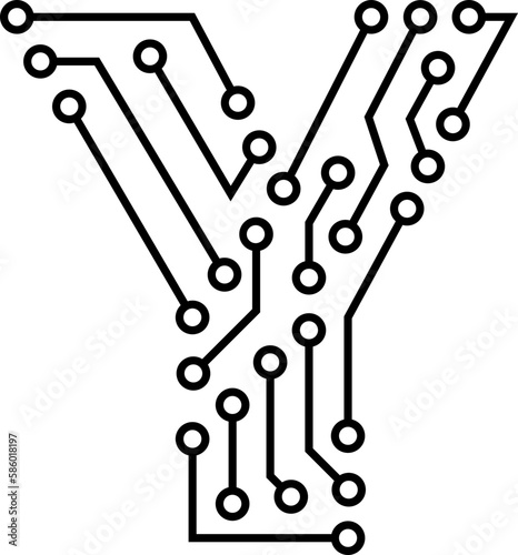 y letter technology icon