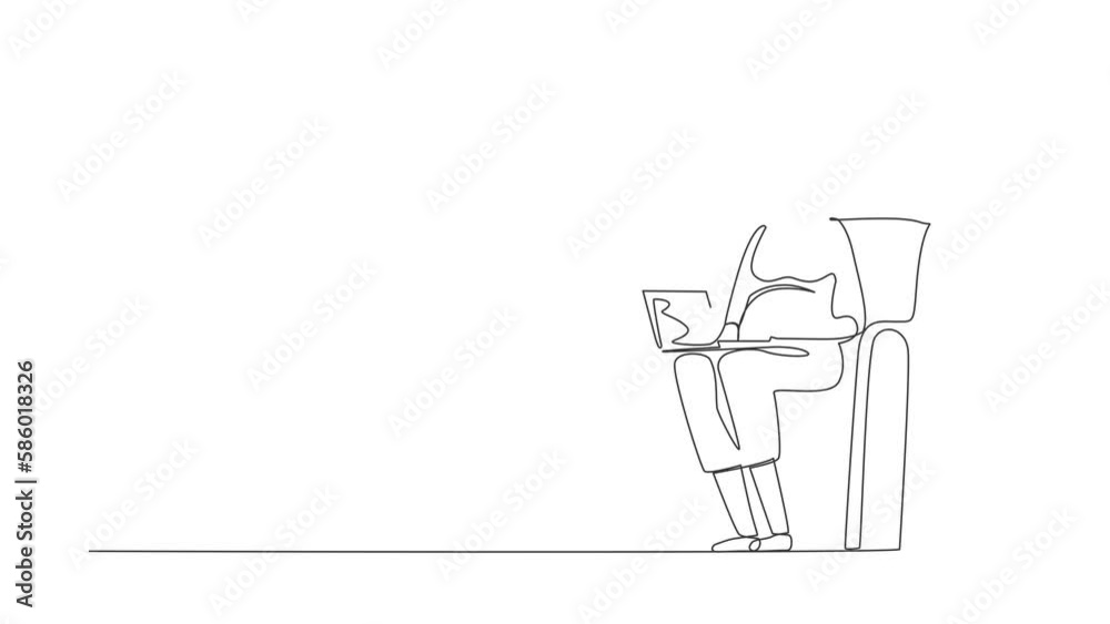 Self drawing animation of single line draw healthy pregnant woman