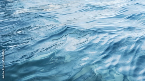 Close up of transparent water surface with ripples, splashes. Generative AI.