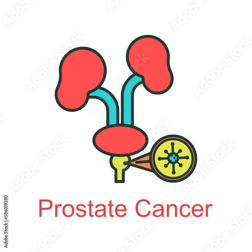 prostate cancer icon flat color