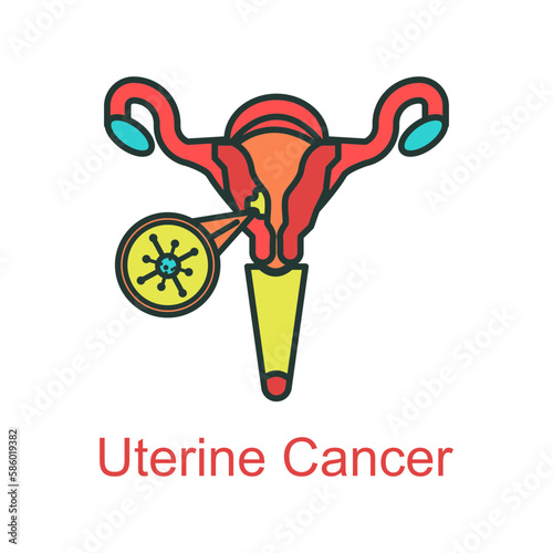 uterine cancer icon flat color