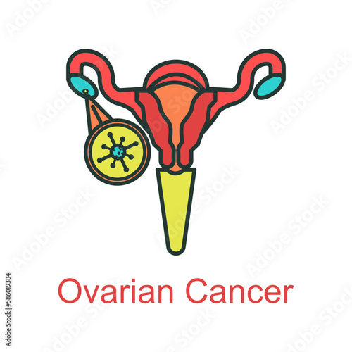 ovarian cancer icon flat color