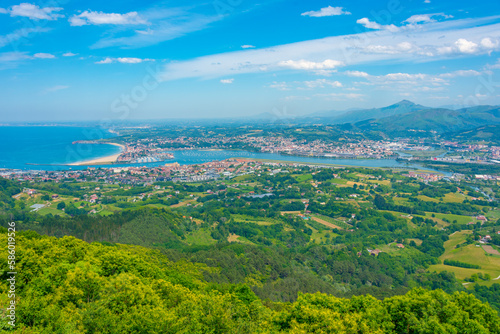 Panorama view of Irun and Hendaye towns at border between Spain and France photo