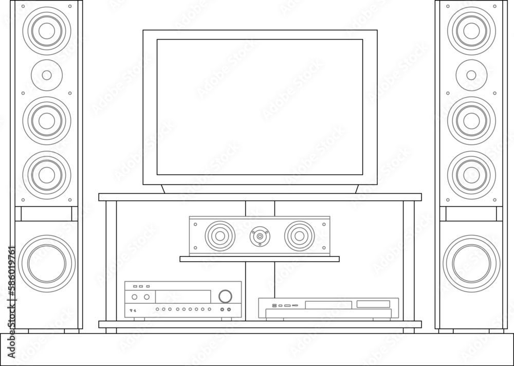 Home theater illustration vector sketch for cinema entertainment Home theater illustration vector sketch for cinema entertainment