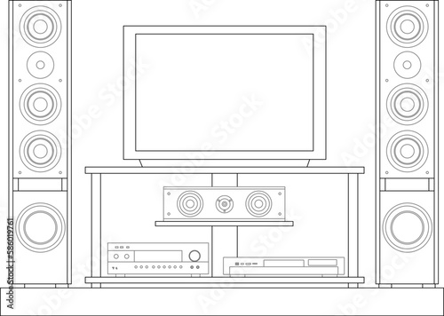 Home theater illustration vector sketch for cinema entertainment
