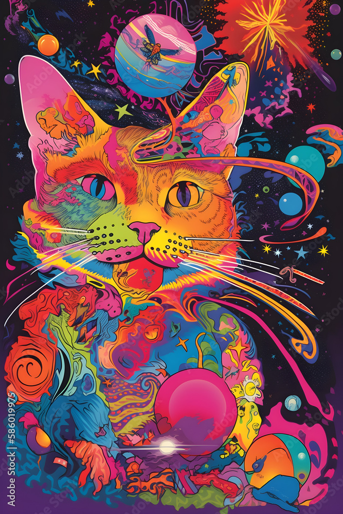 Cat on the space, generative ai Cat on the space, generative ai
