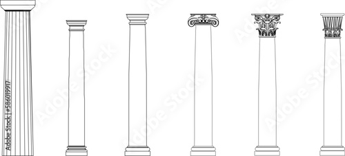 Vector sketch illustration of classic greek roman style decorative column