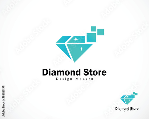 diamond tech logo creative digital pixel icon design concept