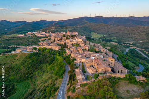 Sunrise panorama view of Spanish village Sos del Rey Catolico photo