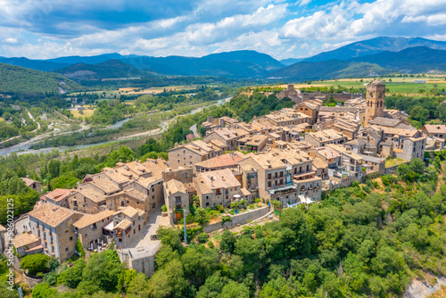 Panorama view of Ainsa village in Spain photo