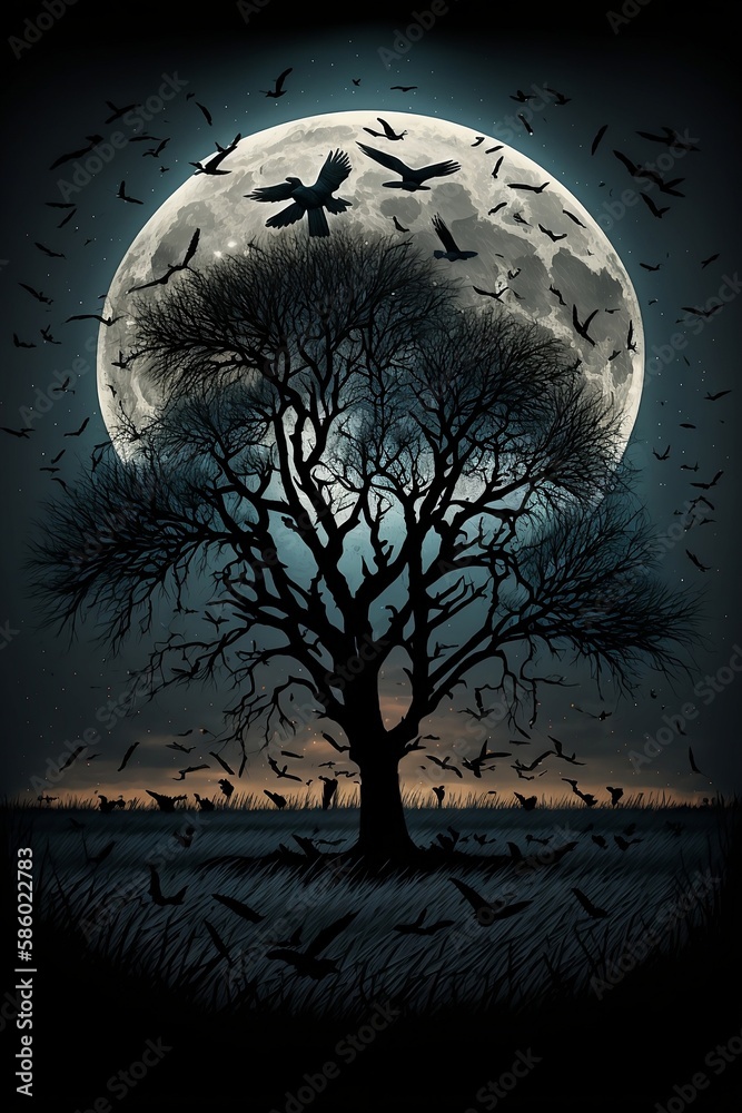 Crows and a Full Moon