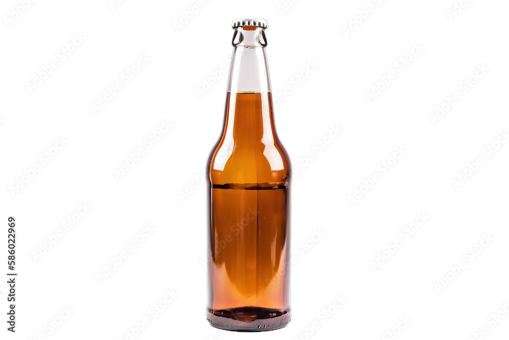 Glass bottle of beer without background, transparent and isolated concept, created with Generative AI Glass bottle of beer without background, transparent and isolated concept, created with Generative AI