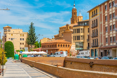 Riverside of river Queiles running through center of Tarazona, Spain photo