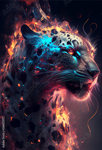 tiger in fire Generative AI