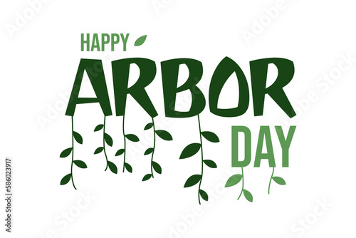 Happy Earth Day .Vector illustration of Arbor day typography with green tree. Arbor day concept. Icon. Logo. Poster.