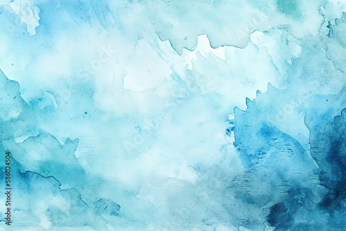 Illustration of abstract blue and white paint strokes on a blank canvas created with Generative AI technology