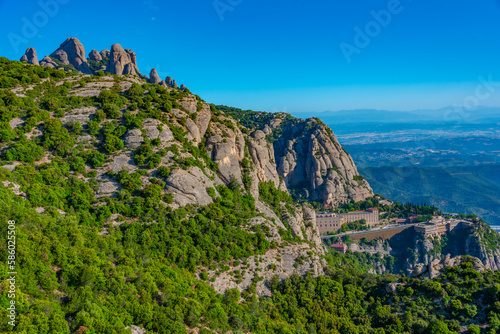 Rock formations at Parc Natural de la Muntanya de Montserrat in Spain photo