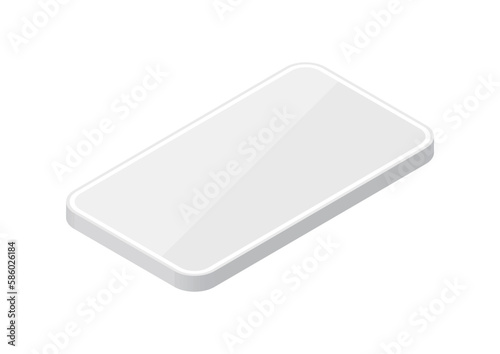 シンプルな画面だけのスマホの形のイラスト - アイソメトリックなスマートフォンのモックアップ素材

