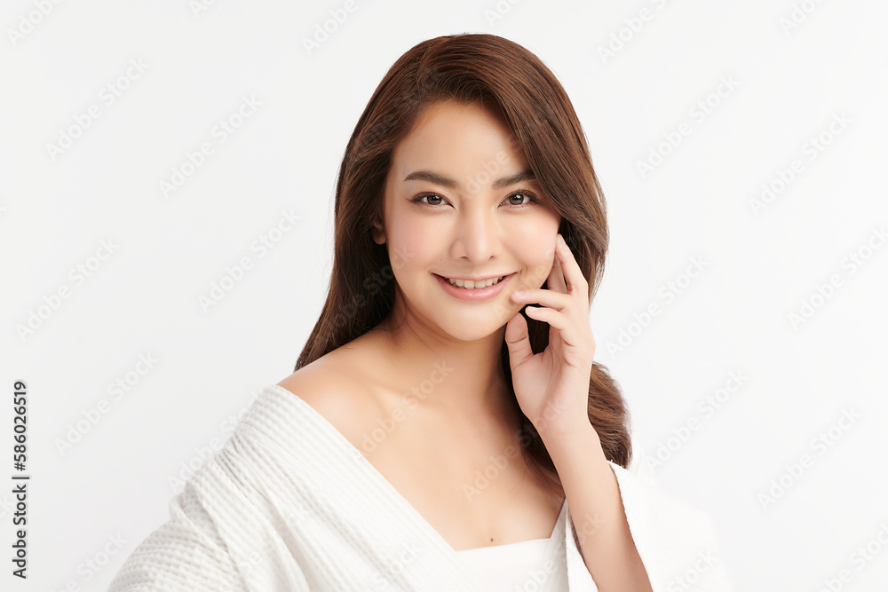 Beautiful young asian woman with clean fresh skin on white background, Face care, Facial treatment, Cosmetology, beauty and spa, Asian women portrait. Beautiful young asian woman with clean fresh skin on white background, Face care, Facial treatment, Cosmetology, beauty and spa, Asian women portrait.
