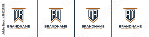 Letter MR and RM Pennant Flag Logo Set, Represent Victory. Suitable for any business with MR or RM initials.
