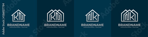 Letter KN and NK Home Logo Set. Suitable for any business related to house, real estate, construction, interior with KN or NK initials.