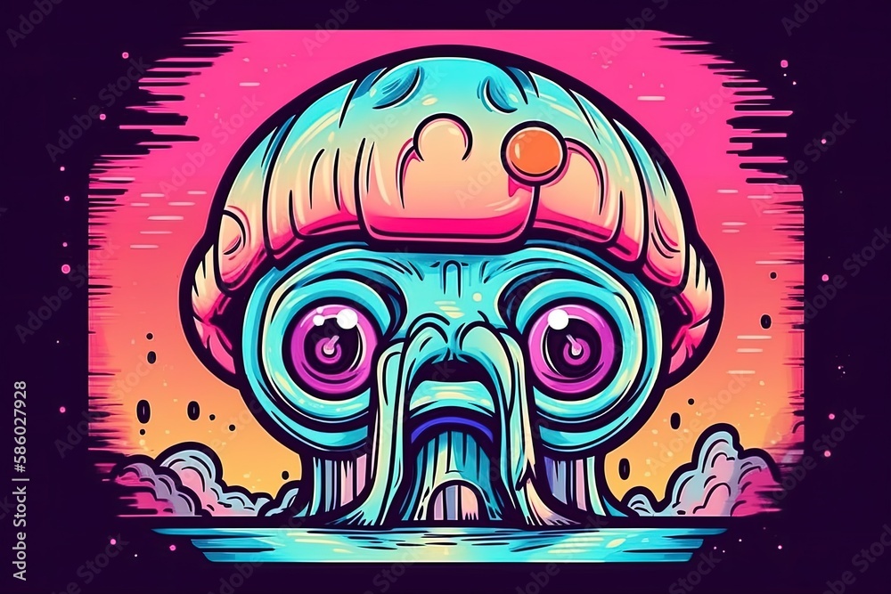 whimsical mushroom with large expressive eyes created with Generative AI technology whimsical mushroom with large expressive eyes created with Generative AI technology