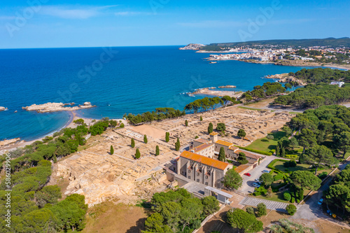Panorama view of roman ruins of ancient site Empuries in Catalunya, Spain photo