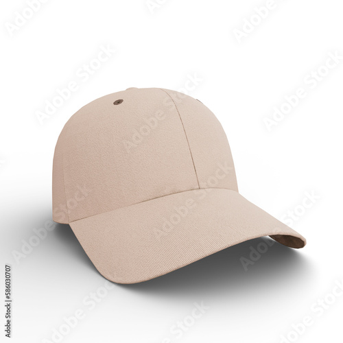 Cap on White Background for Mockup. 3D Illustration. File with Clipping Path.