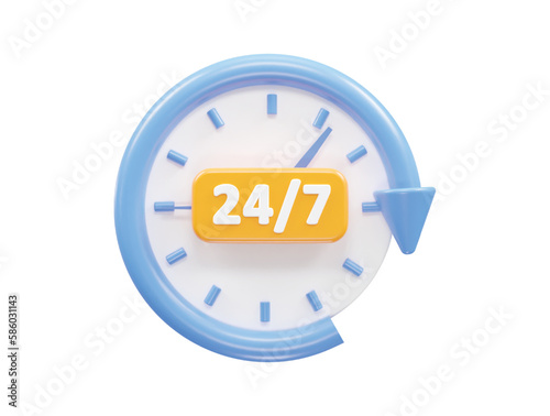 24/7 support icon 3d illustration vector rendering transparent element photo