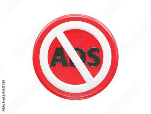 Ad blocker icon 3d rendering vector illustration transparent element