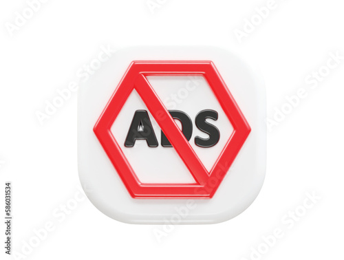 Ad blocker icon 3d rendering vector illustration transparent element