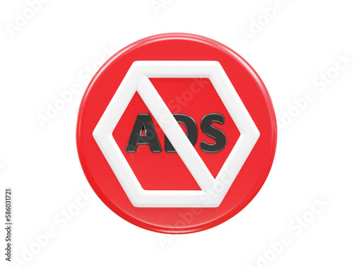 Ad blocker icon 3d rendering vector illustration transparent element