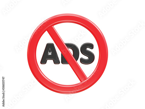 Ad blocker icon 3d rendering vector illustration transparent element