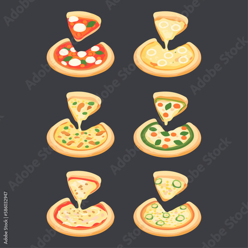 Set of pizza vector illustration