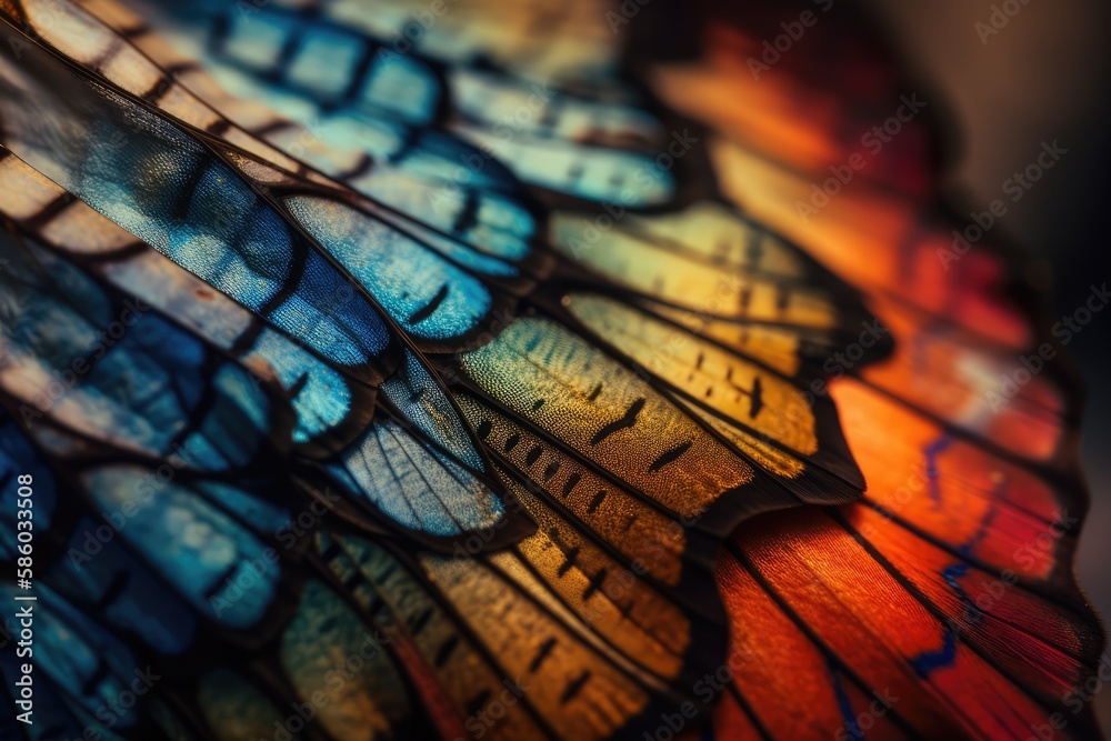 Naklejka premium close up shot of a butterfly wing, made with generated ai