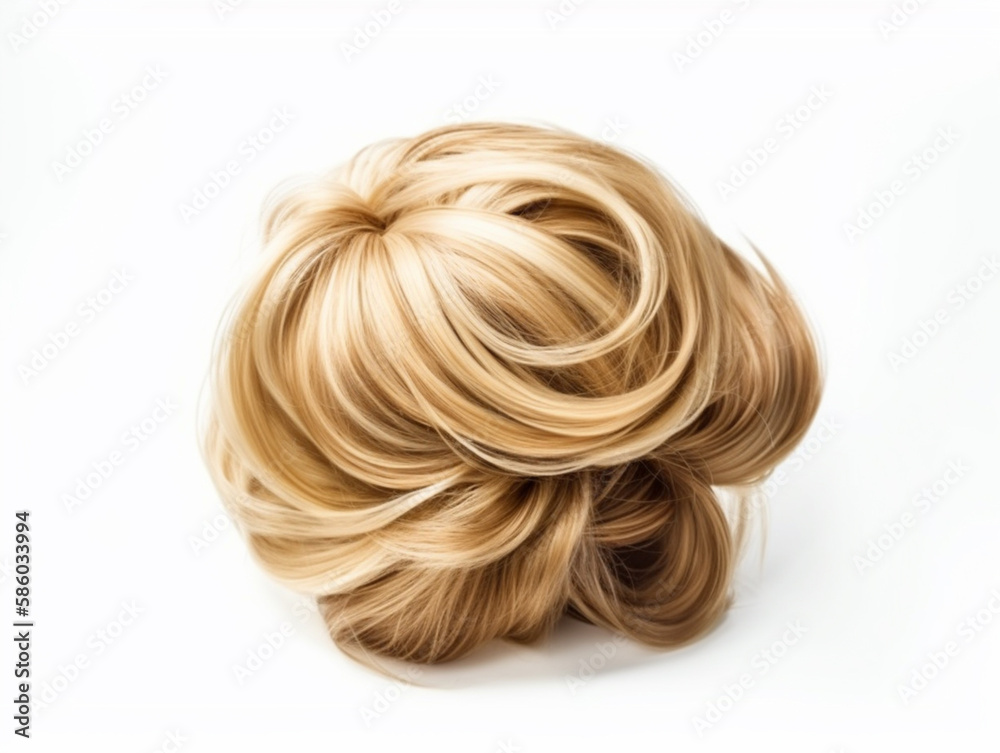 Hair For Women Artificial Hair back view on white background. Generative AI