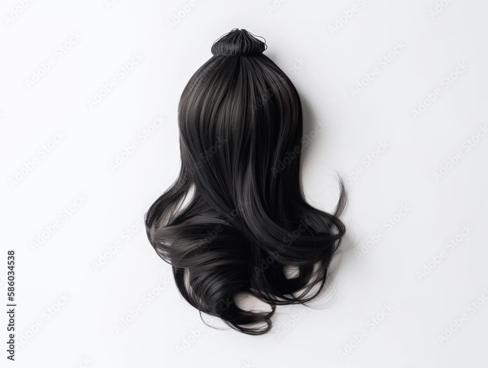 Hair For Women Artificial Hair back view on white background. Generative AI Hair For Women Artificial Hair back view on white background. Generative AI