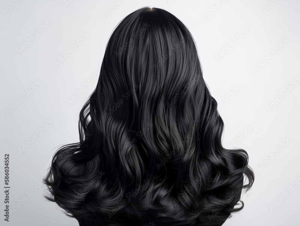 Fototapeta premium Hair For Women Artificial Hair back view on white background. Generative AI