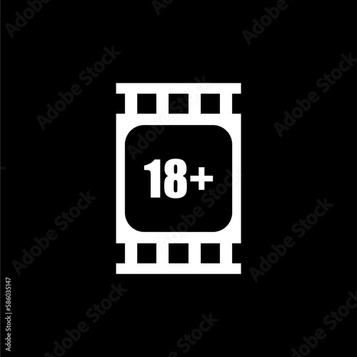 Sign of Adult Only for Eighteen Plus or 18+ and Twenty One Plus or 21+ Age in the Filmstrip. Age Rating Movie Icon Symbol for Movie Poster, Apps, Website or Graphic Design Element. Vector Illustration photo