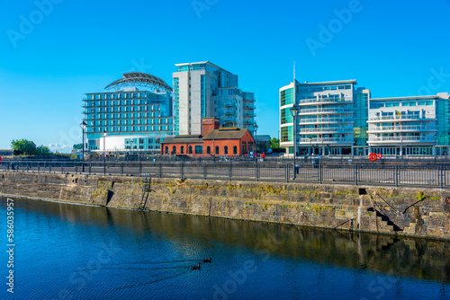 Waterfront of Cardiff bay at Welsh capital Cardiff photo