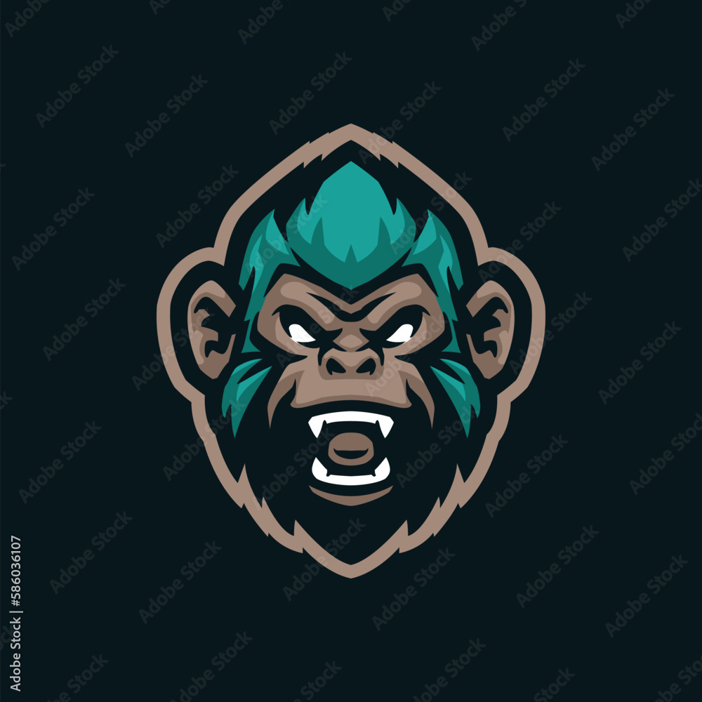 Monkey mascot logo design with modern illustration concept style for badge, emblem and t shirt printing. Head monkey illustration.