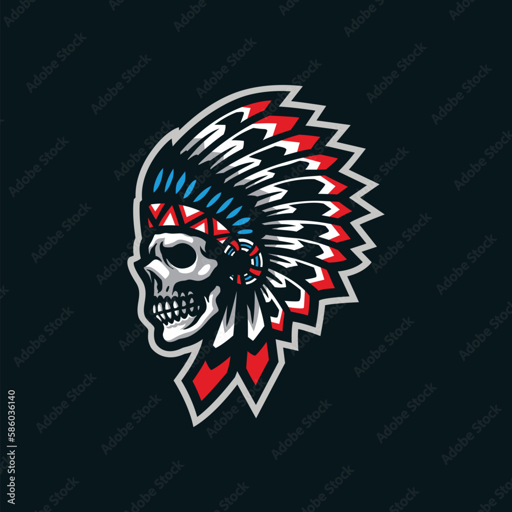 Tribe mascot logo design with modern illustration concept style for badge, emblem and t shirt printing. Skull tribe illustration.