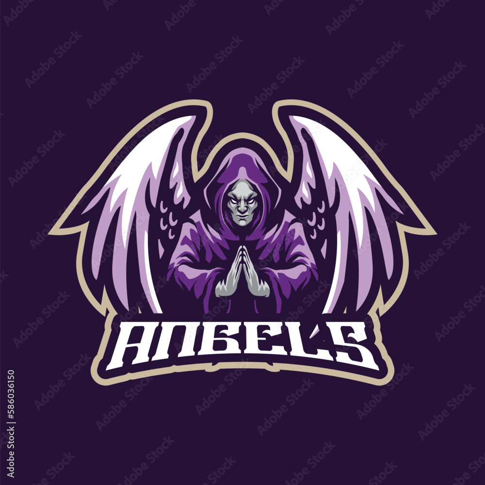 Angels mascot logo design with modern illustration concept style for badge, emblem and tshirt printing. Angels illustration for sport and esport team.