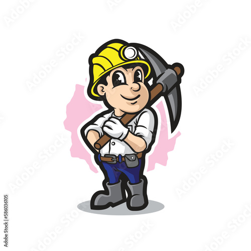 Miner mascot logo design with modern illustration concept style for badge, emblem and t shirt printing. funny miner illustration.