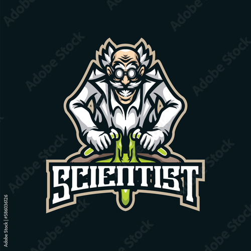 Scientist mascot logo design with modern illustration concept style for badge, emblem and t shirt printing. Scientist illustration for sport and esport team.