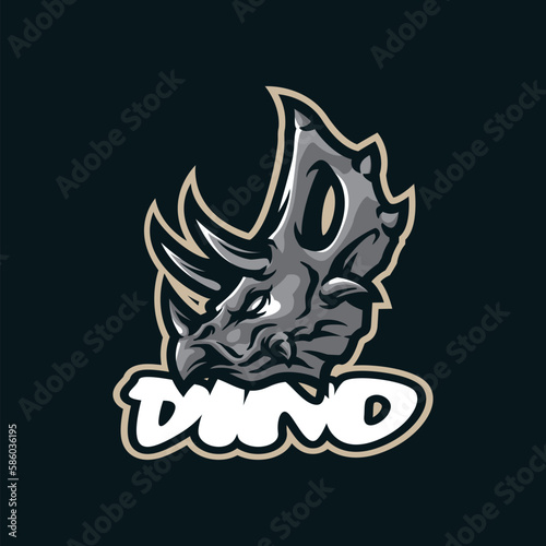 Dino mascot logo design with modern illustration concept style for badge, emblem and tshirt printing. Dinosaurus illustration.