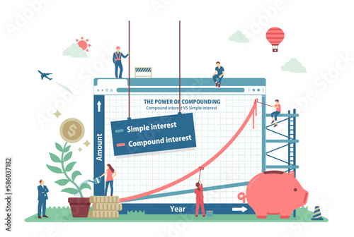 Vector illustration with the motif of the effect of compound interest
