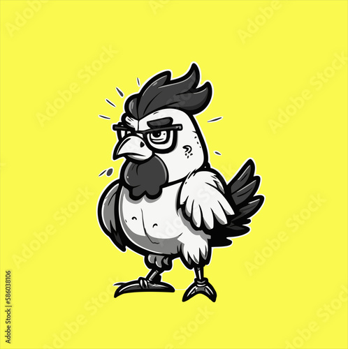 chicken mascot illustration icon, culinary business logo design, chicken food business
