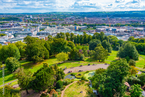 Фотография Aerial view of Brandon hill in English town Bristol